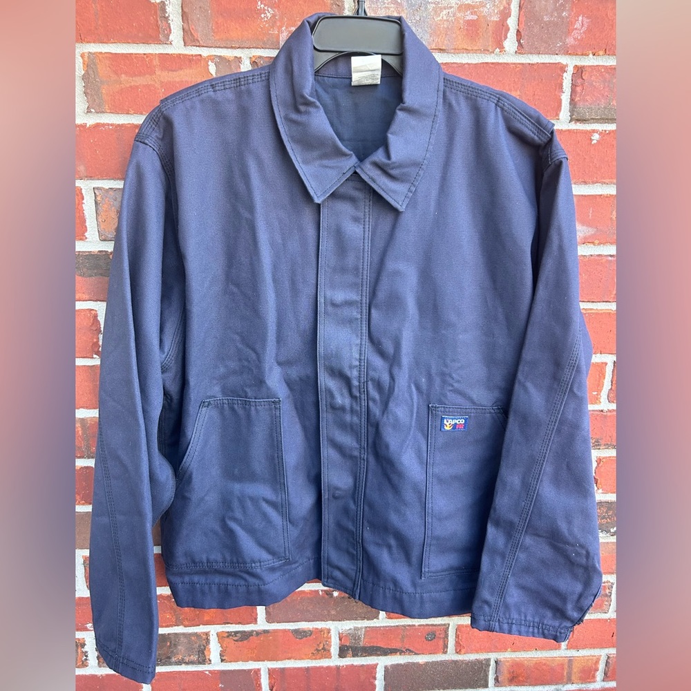 New Lapco Flame Resistant FR Navy Blue Utility Jacket Zips and Snaps Up Size XXL